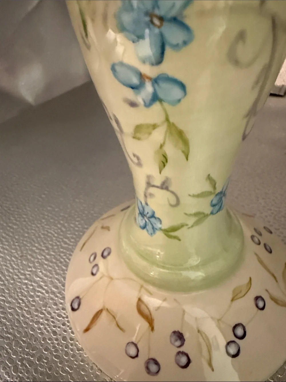 Hand-Painted Floral Ceramic Pillar Candle Holder in Beautiful Pastels